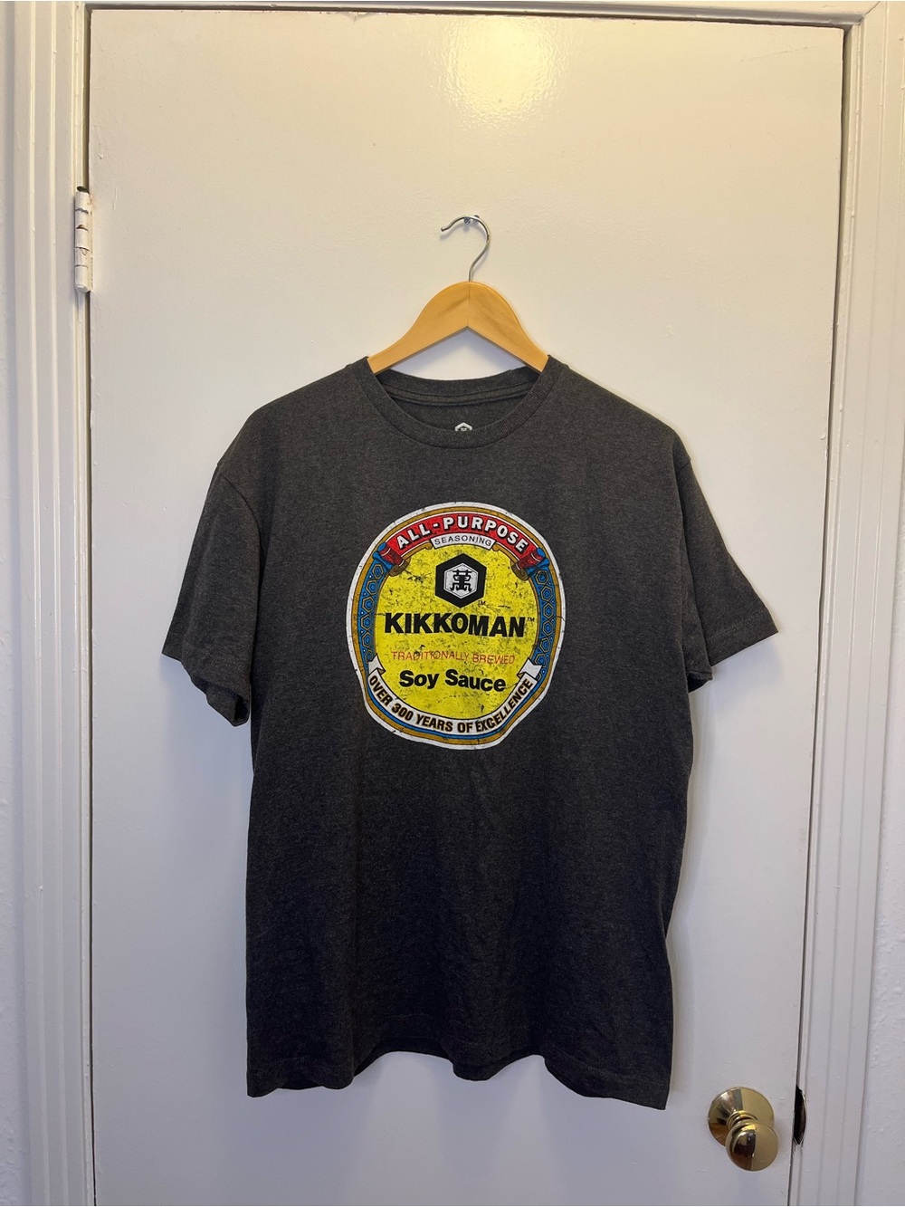 Urban Outfitters Men's Charcoal Graphic T-Shirt - KIKKOMAN Soy Sauce Logo